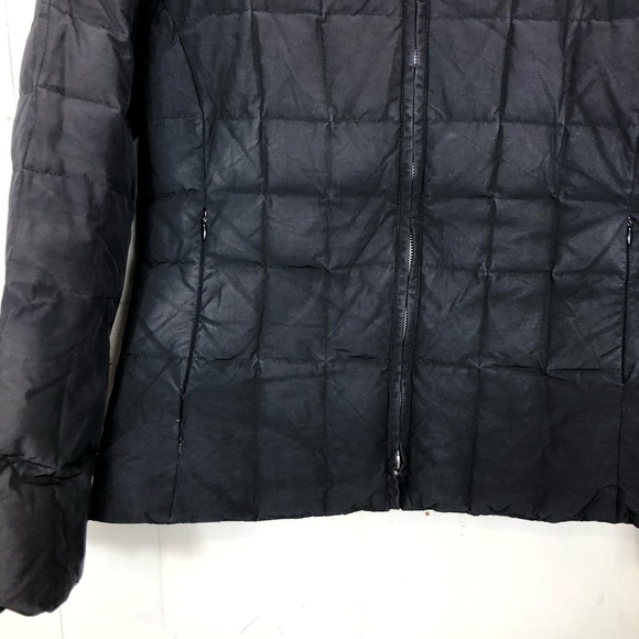 Post Card Black Quilted Puffer Down Jacket W/ Fur Hood Sz M - Picture 5 of 16